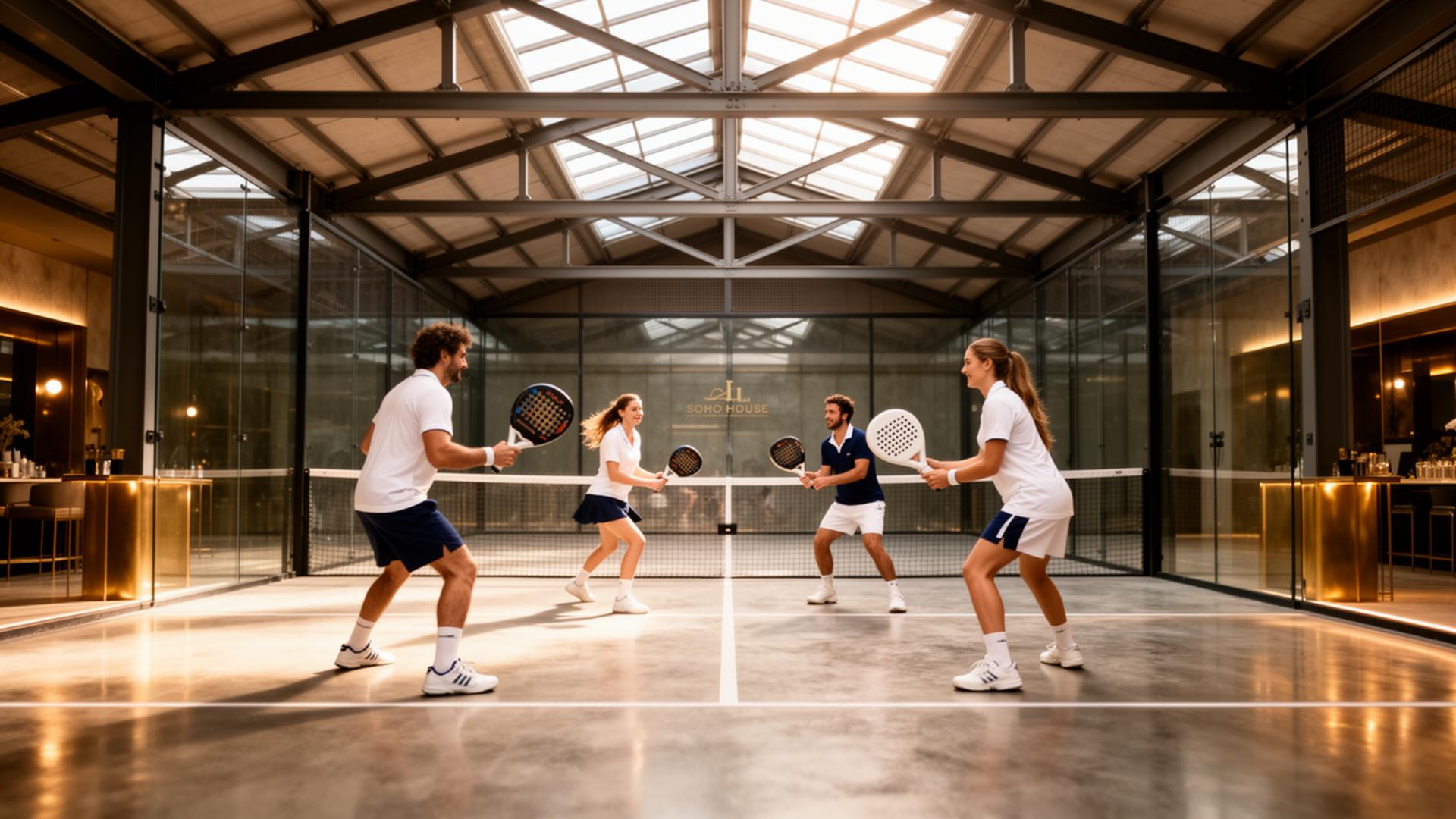 Friends playing padel